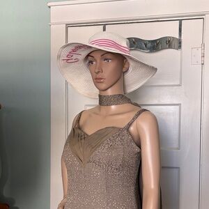 Shade Shack Galveston Island Chic White and Pink Women's Sun Hat OSFM